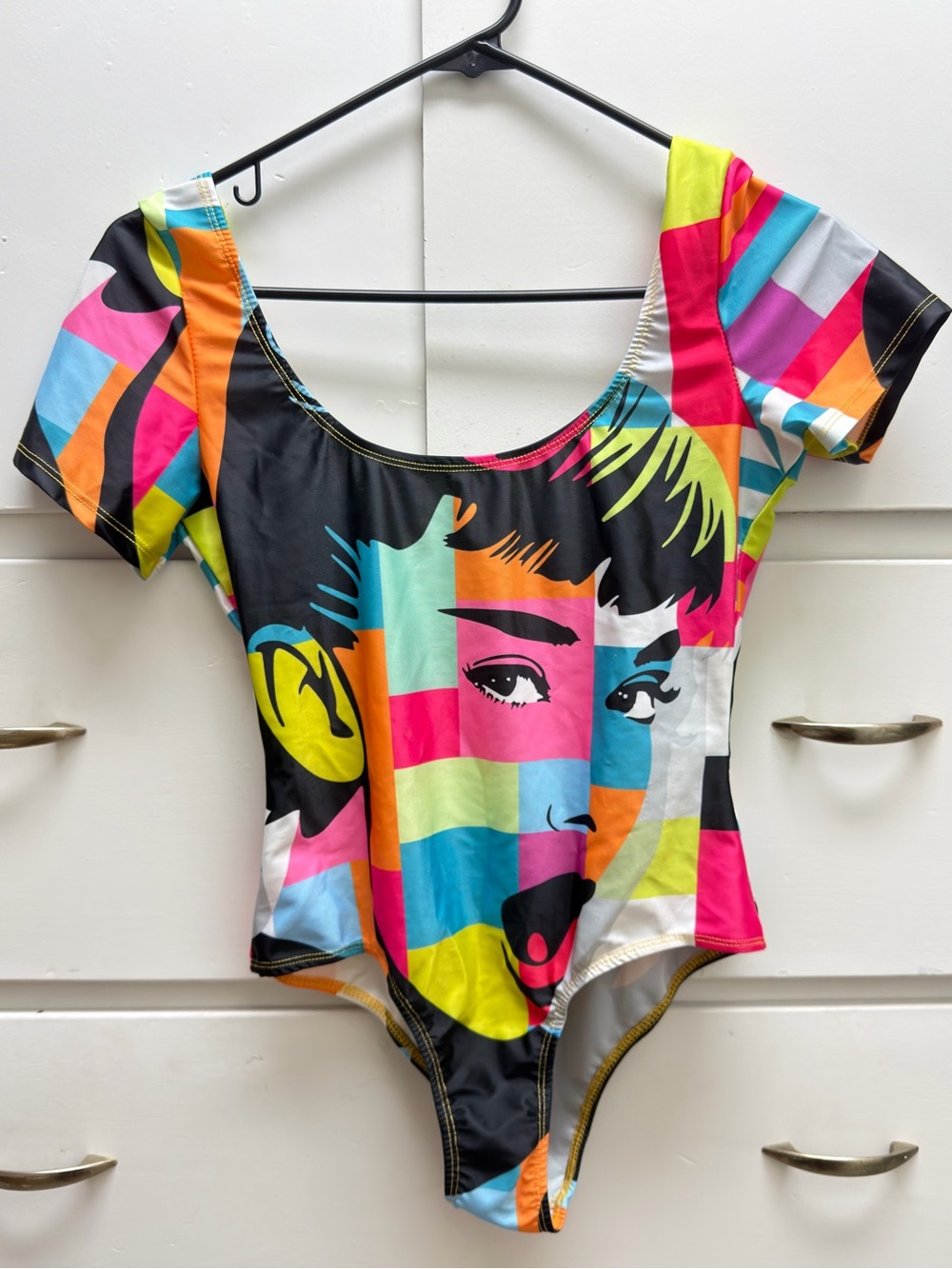 Colorblock Pop Art Audrey Hepburn bodysuit